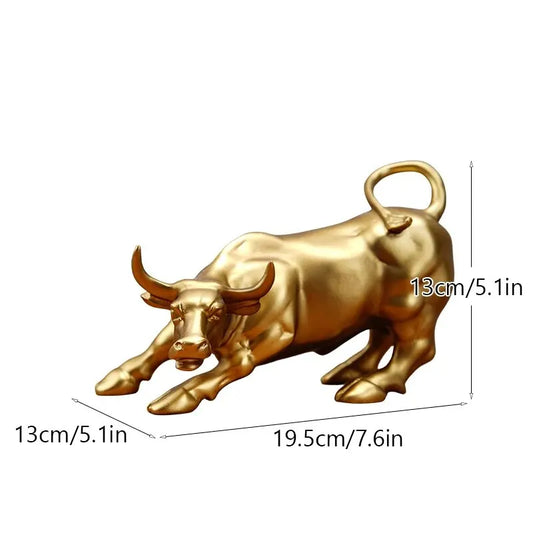 NORTHEUINS Wall Street Bull Market Statue – Feng Shui Wealth Figurine for Office & Desktop Decor